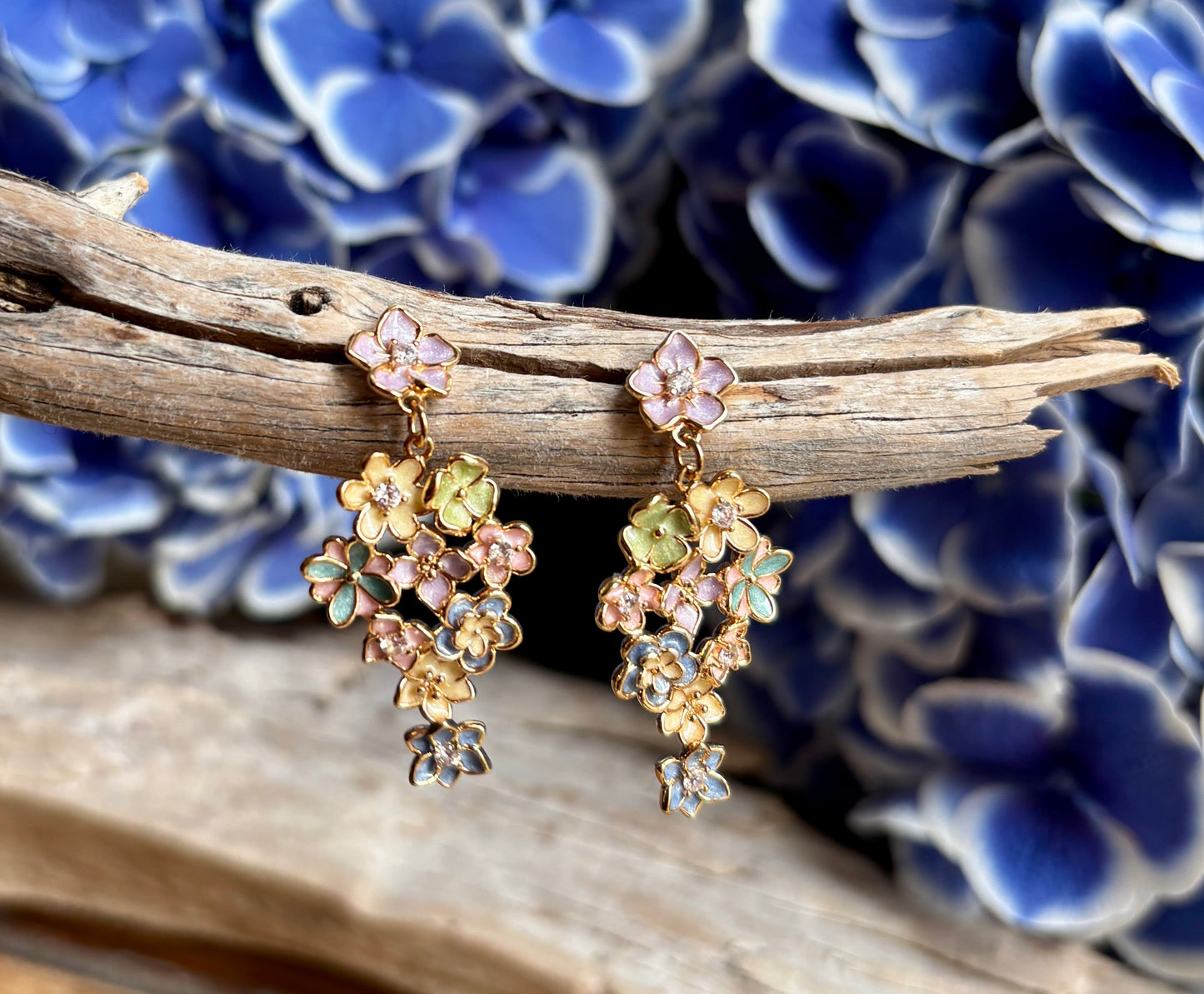 14ct Gold Plated Pastel Garden Cascade Earrings