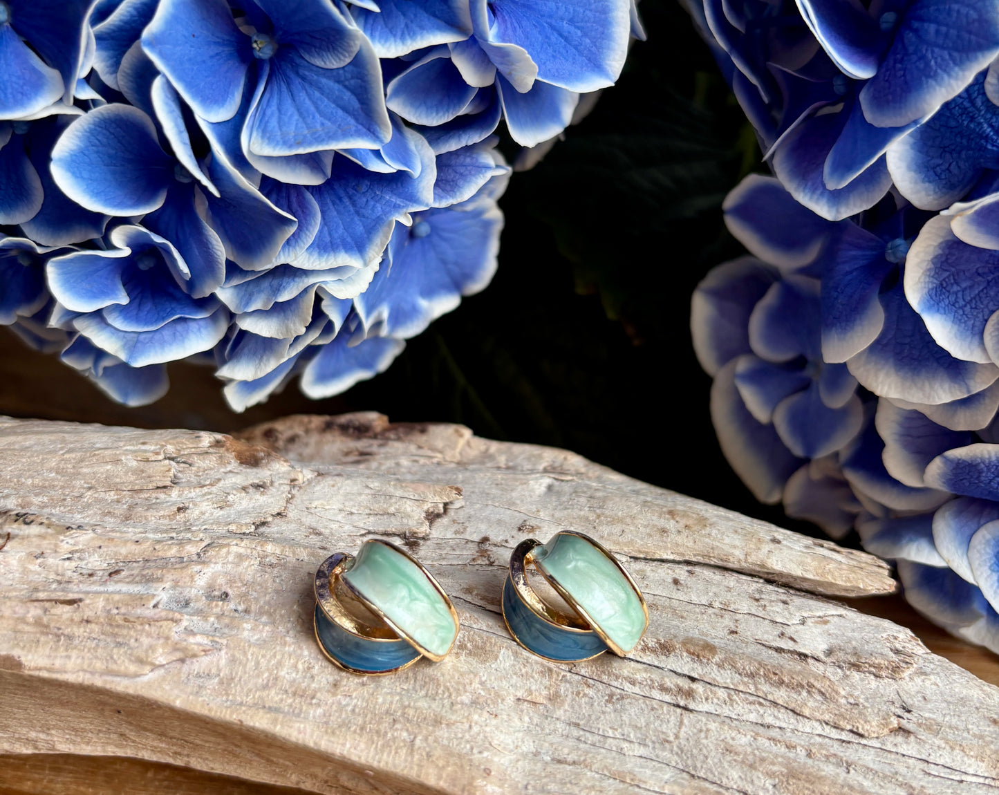14ct Gold Plated Ocean Tide Enamel Earrings