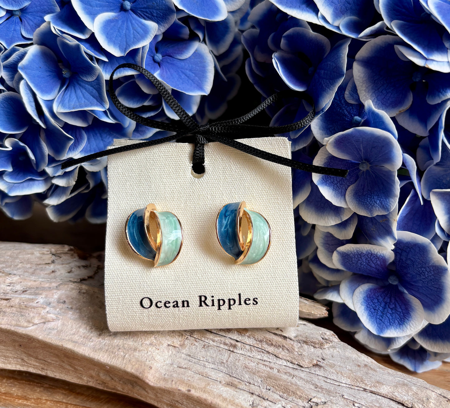 14ct Gold Plated Ocean Tide Enamel Earrings