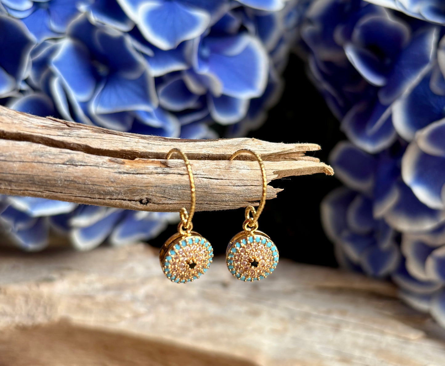 14ct Gold Plated Celestial Eye Drop Earrings