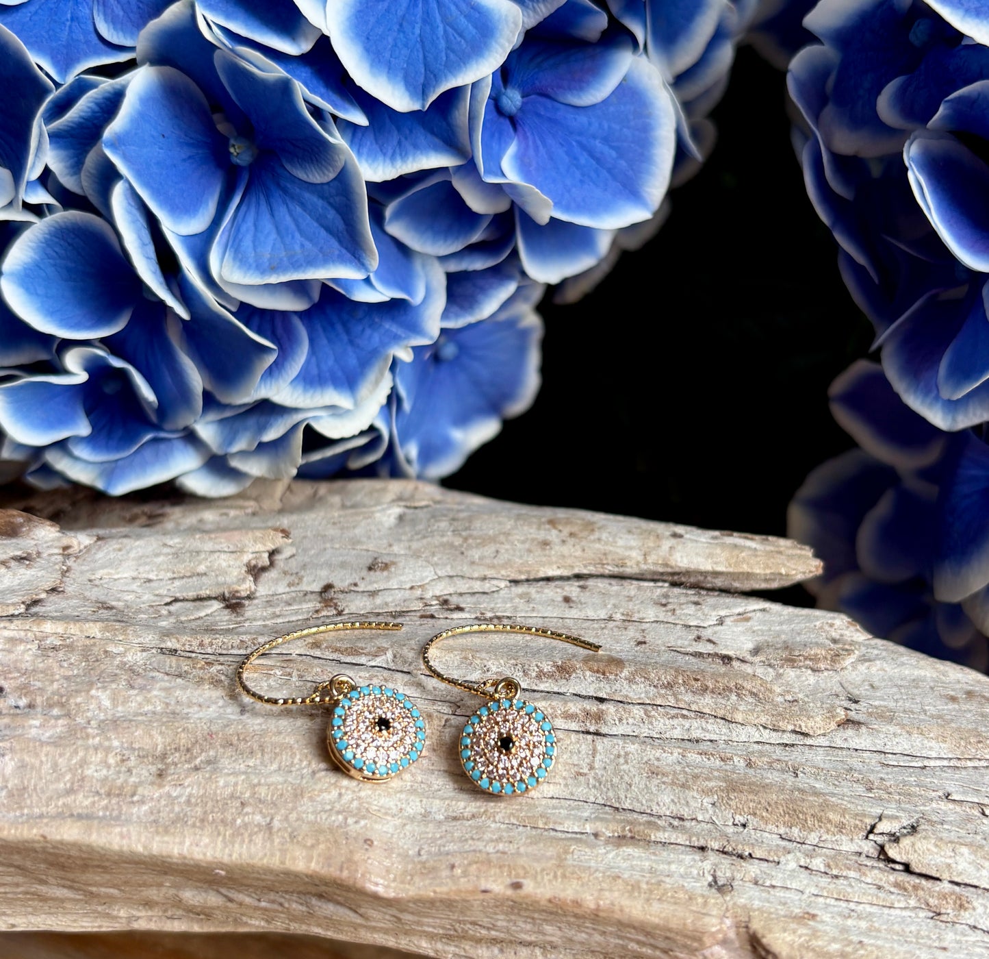 14ct Gold Plated Celestial Eye Drop Earrings