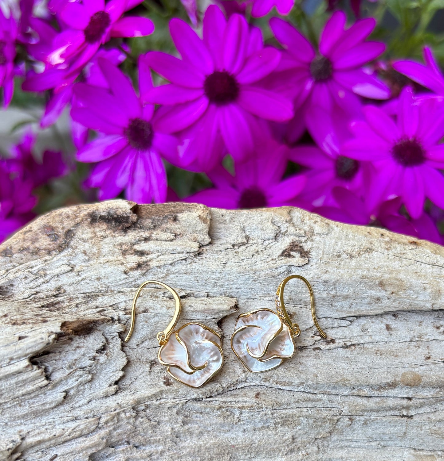 14ct Gold Plated Moonlit Petal Earrings