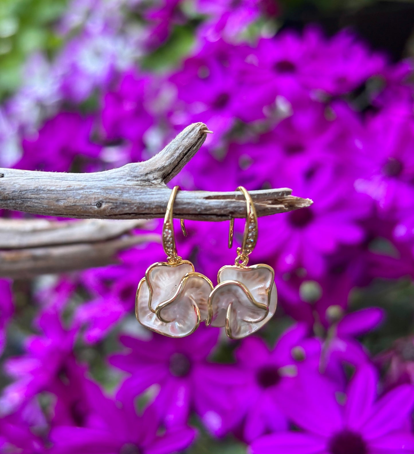 14ct Gold Plated Moonlit Petal Earrings