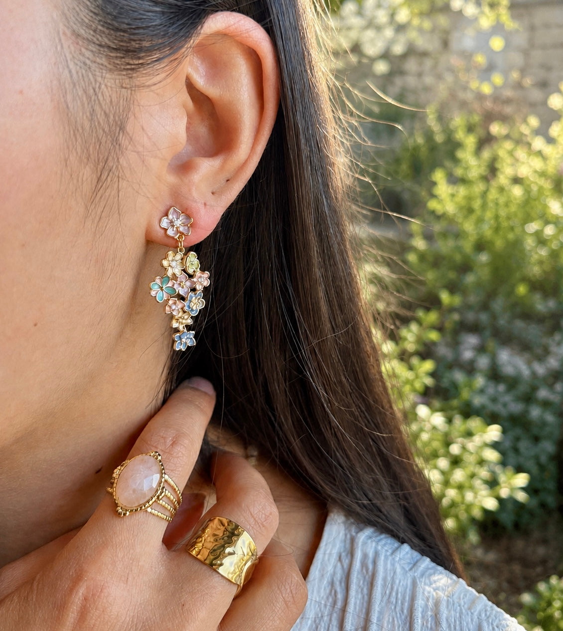 14ct Gold Plated Pastel Garden Cascade Earrings