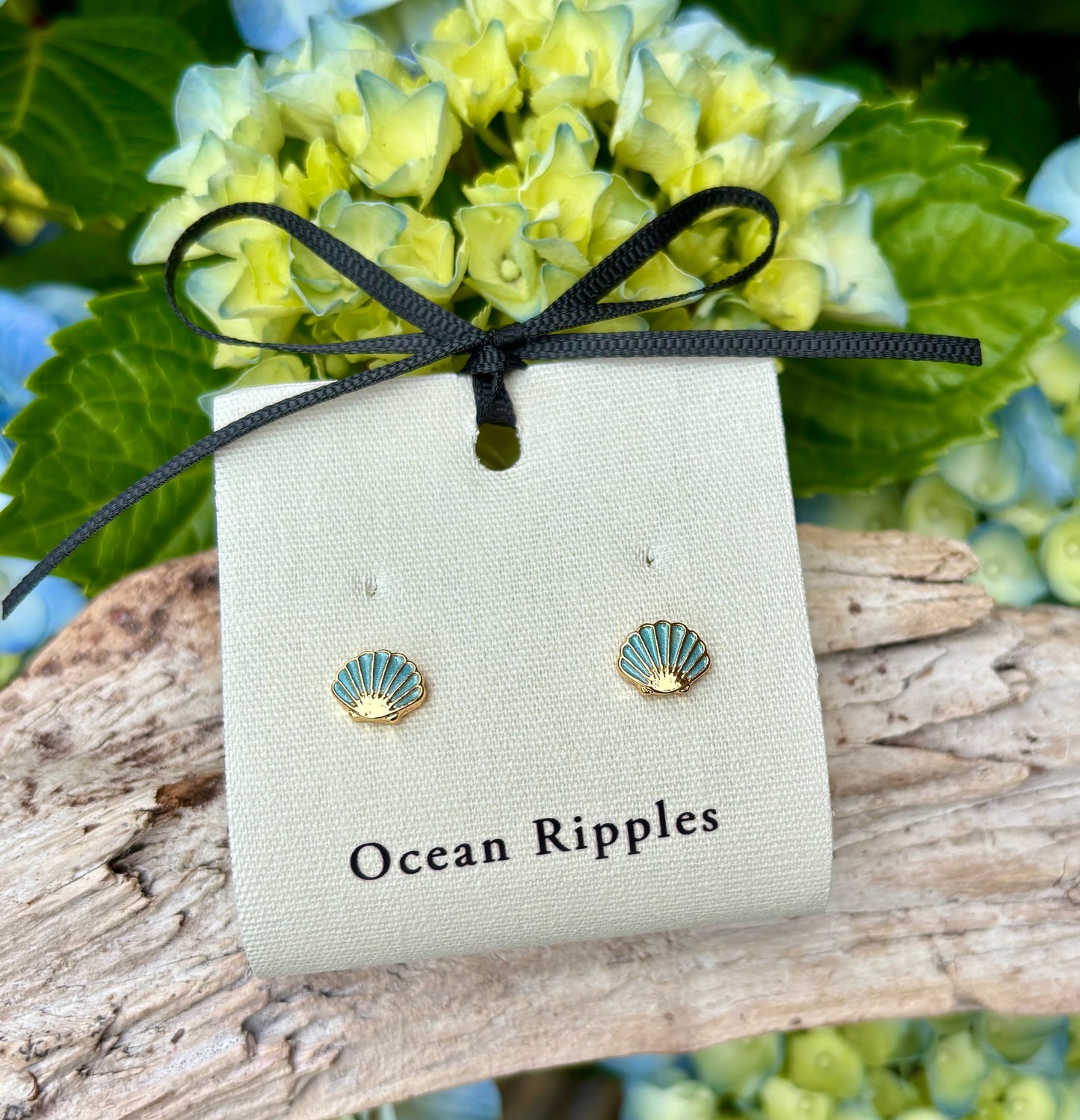 14ct Gold Plated Pastel Shell Stud Earrings - Available in Two Colours