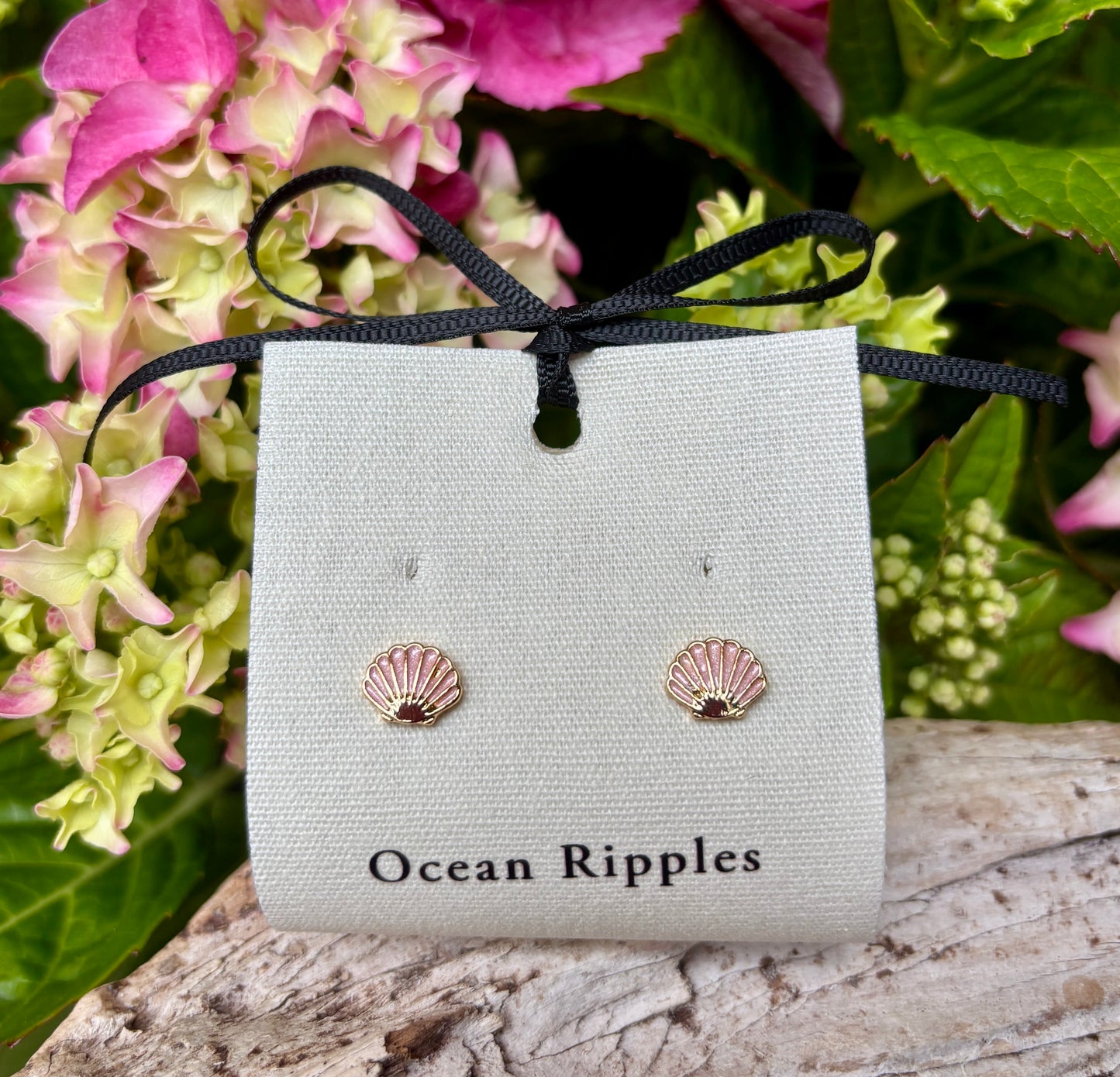 14ct Gold Plated Pastel Shell Stud Earrings - Available in Two Colours