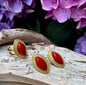 18ct Gold Plated Red Agate Statement Earrings