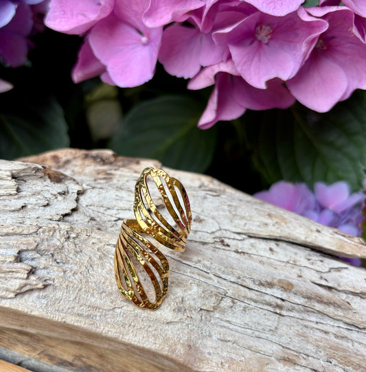 18ct Gold Plated Wave Wrap-around Ring