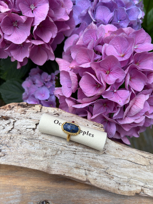 18ct Gold Plated Lapis Lazuli Statement Ring
