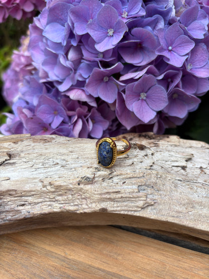 18ct Gold Plated Lapis Lazuli Statement Ring