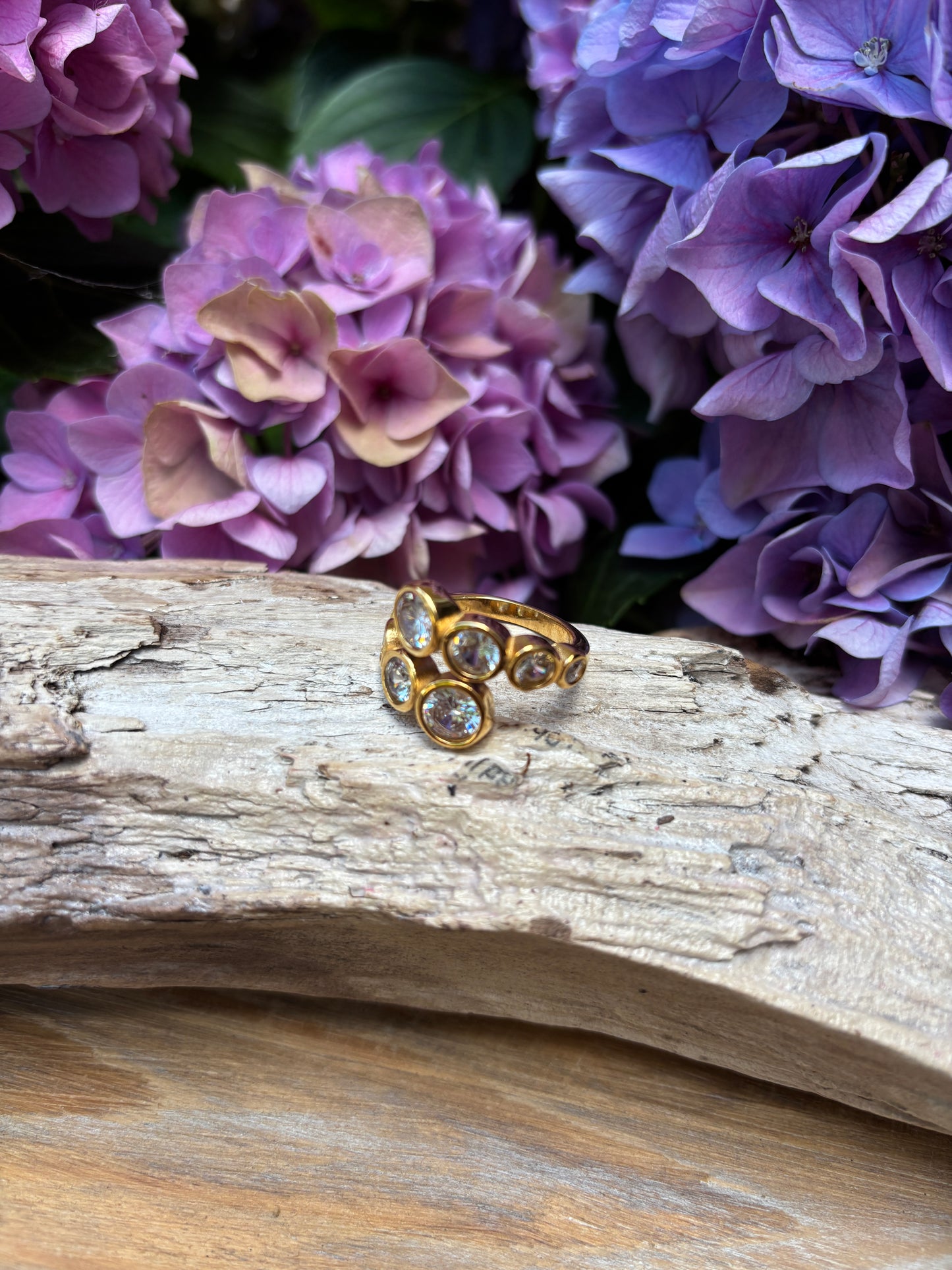 18ct Gold Plated Cubic Zirconia Wrap-around Ring