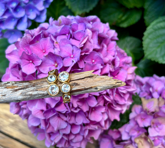 18ct Gold Plated Cubic Zirconia Wrap-around Ring