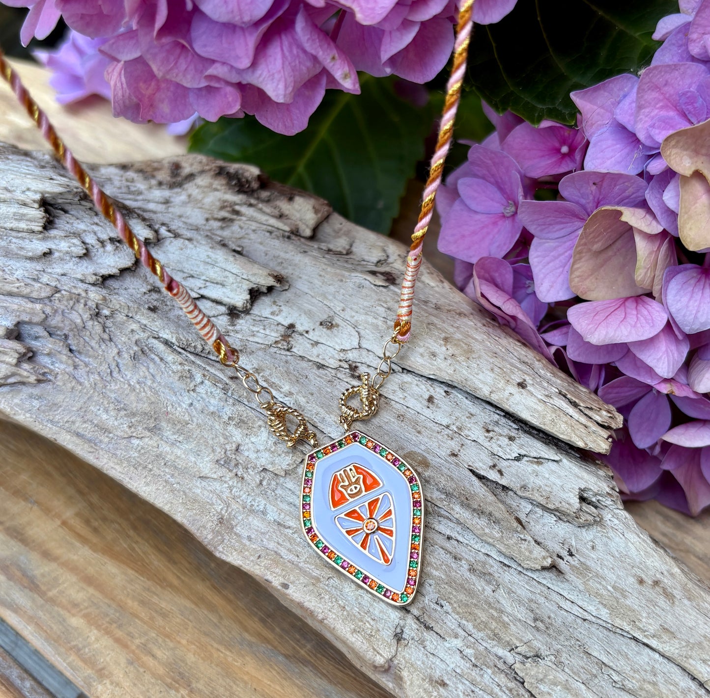 18ct Gold Plated Talisman Hamsa Shield Necklace  