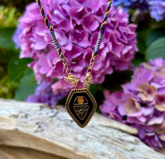 18ct Gold Plated Talisman Hamsa Shield Necklace  