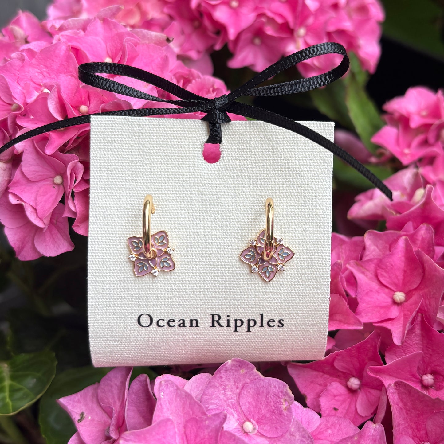 14ct Gold Plated Pink Sakura Blossom Earrings