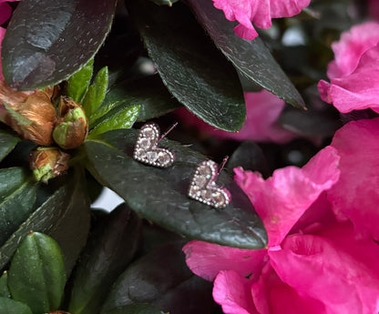 14ct Gold Plated Cubic Zirconia Heart  Earrings - Available In Silver
