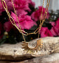 18ct Gold Plated Sunburst Pendant Double Chain Necklace    