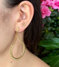 18ct Gold Plated Pink Cats Eye Lace Trim Earrings   