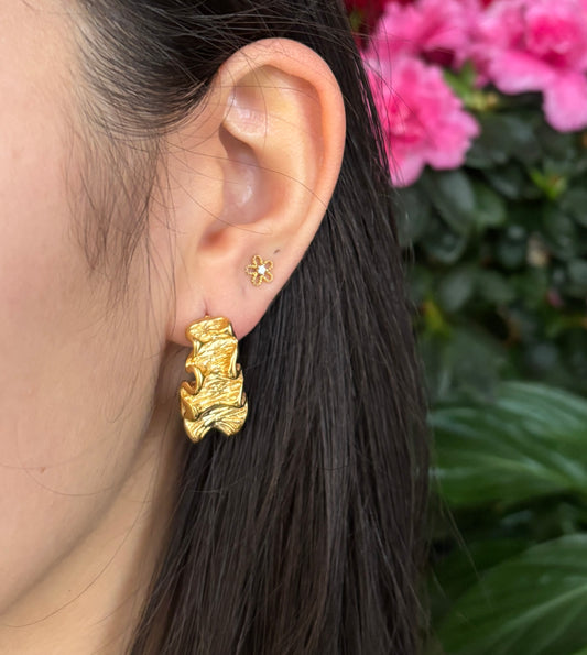 18ct Gold Plated Seaweed Earrings - Available in Silver