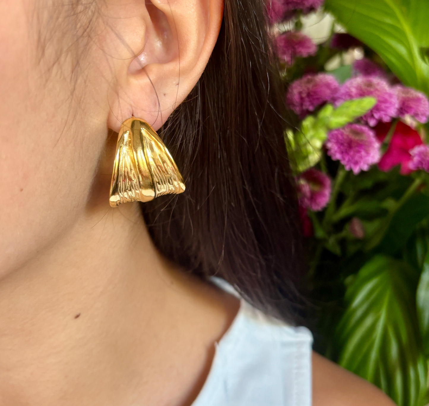 18ct Gold Plated Ripple Earrings