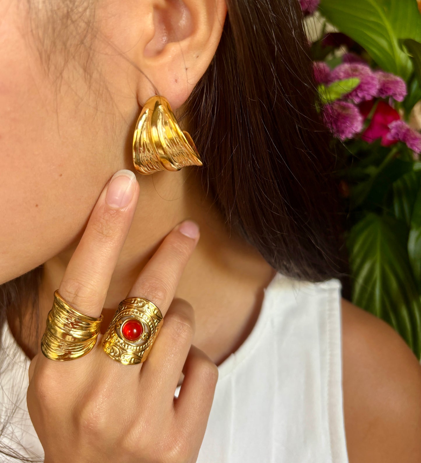18ct Gold Plated Ripple Earrings