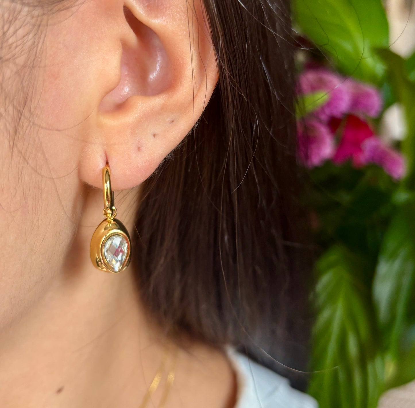 18ct Gold Plated Cubic Zirconia Drop Earrings - Available in Silver