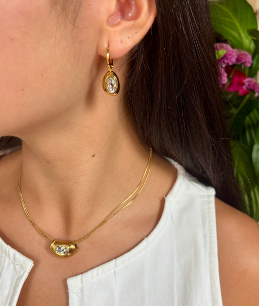 18ct Gold Plated Cubic Zirconia Centrepiece Necklace