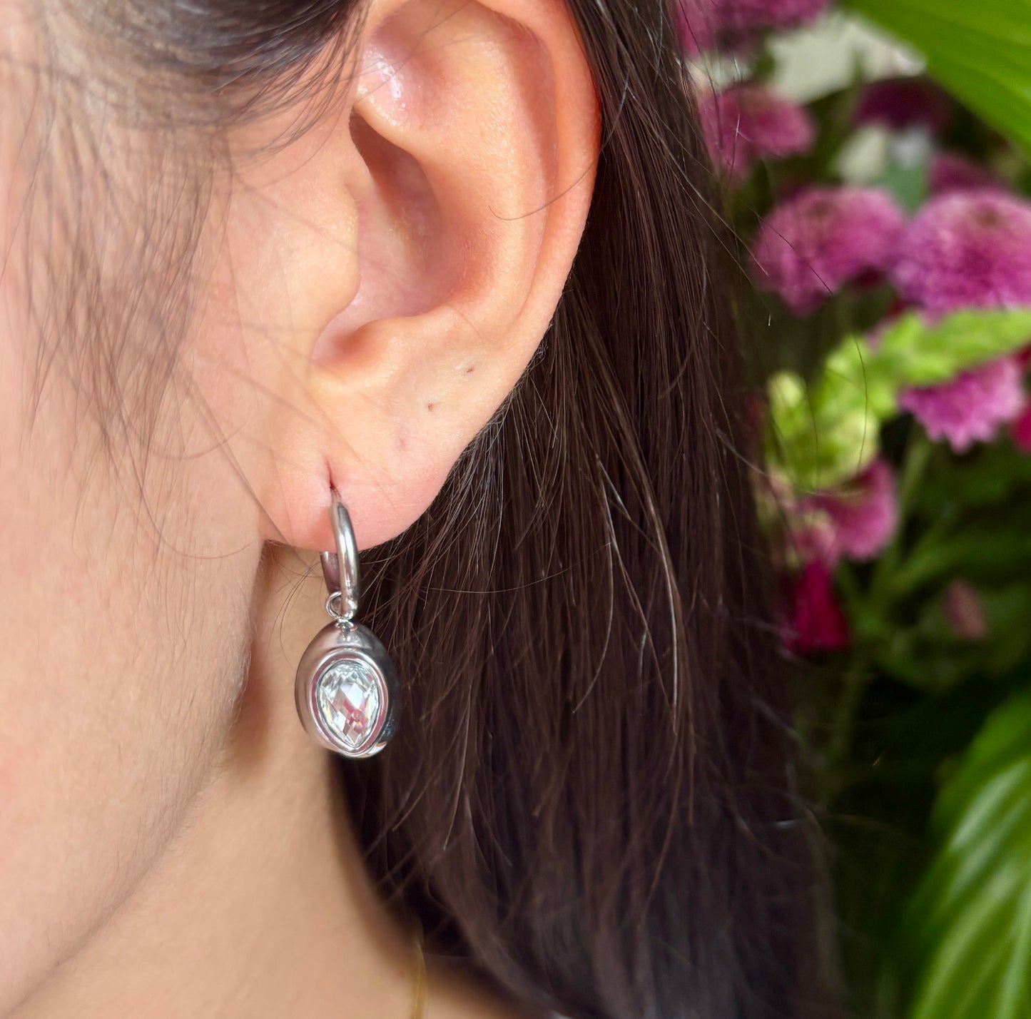 18ct Gold Plated Cubic Zirconia Drop Earrings - Available in Silver