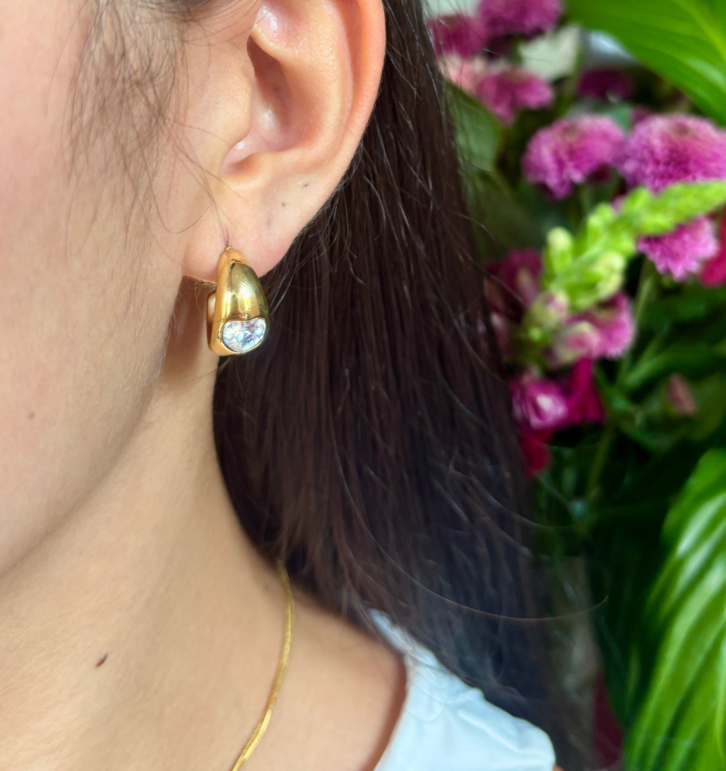 18ct Gold Plated Cubic Zirconia Heart Earrings