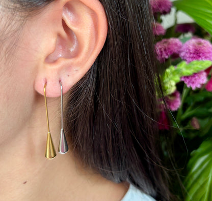 18ct Gold Plated Long Water Drop Earrings - Available in Silver