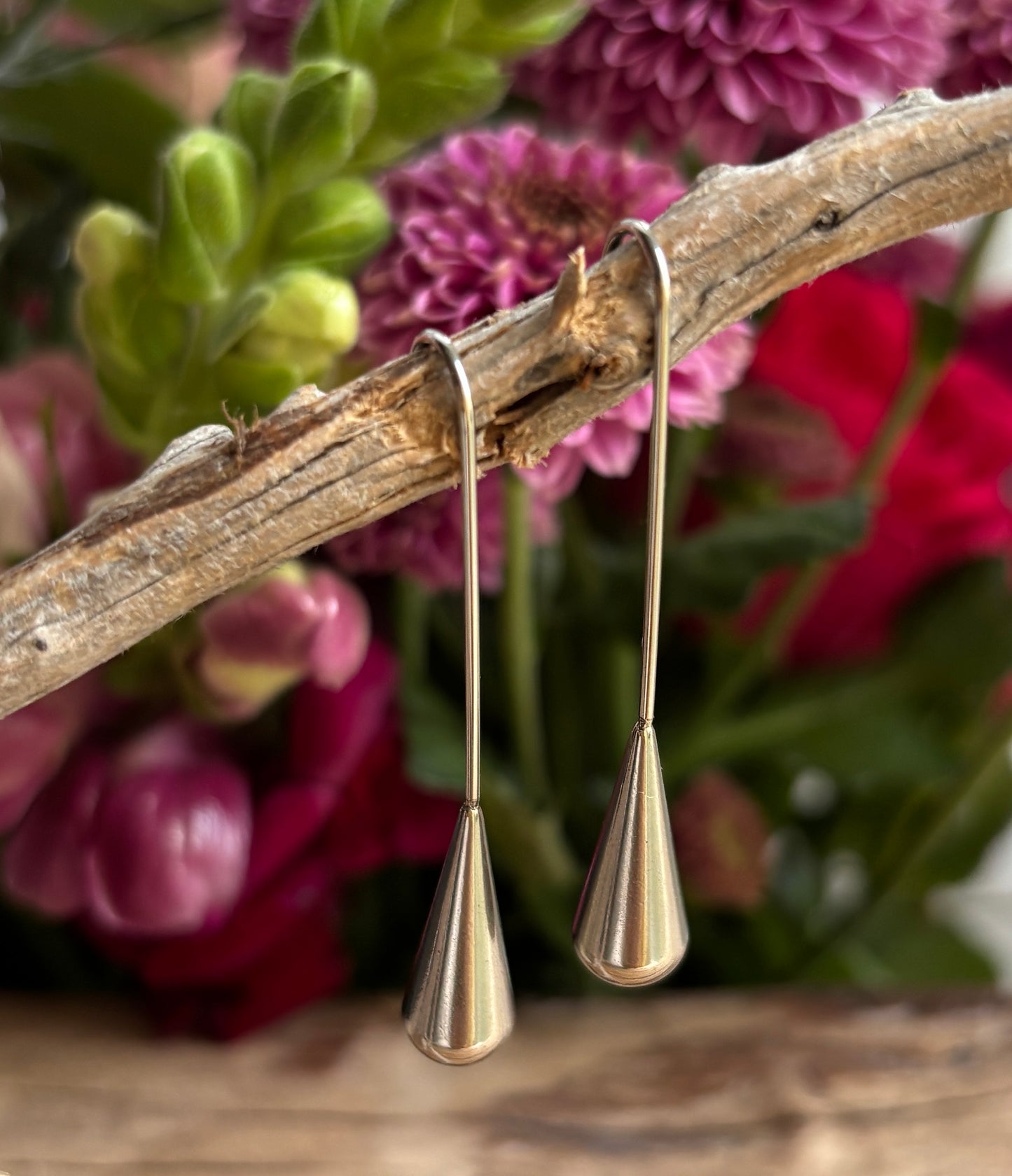 18ct Gold Plated Long Water Drop Earrings - Available in Silver