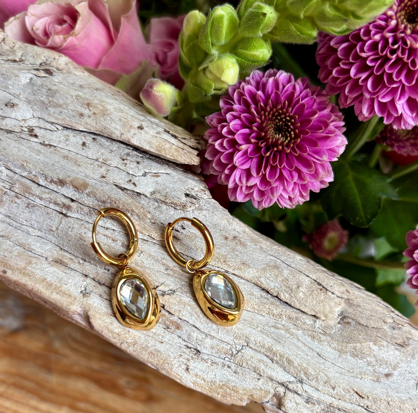 18ct Gold Plated Cubic Zirconia Drop Earrings - Available in Silver