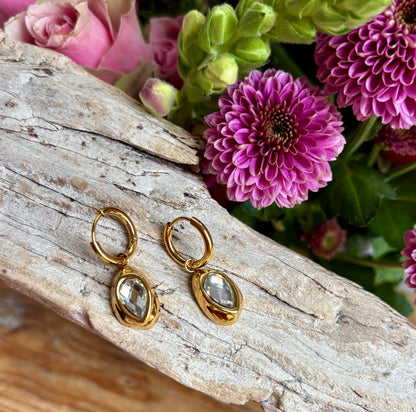 18ct Gold Plated Cubic Zirconia Drop Earrings - Available in Silver