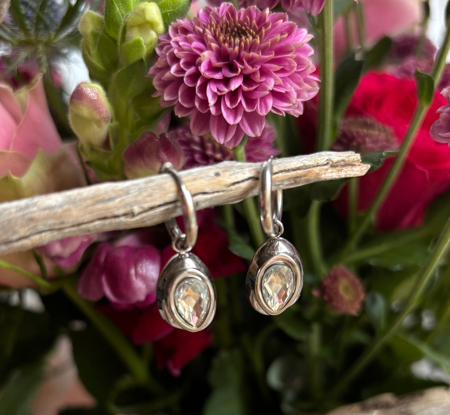18ct Gold Plated Cubic Zirconia Drop Earrings - Available in Silver