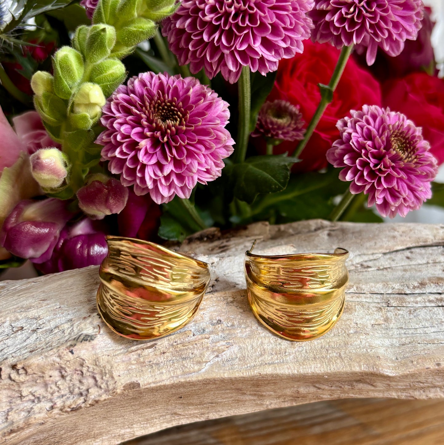 18ct Gold Plated Ripple Earrings