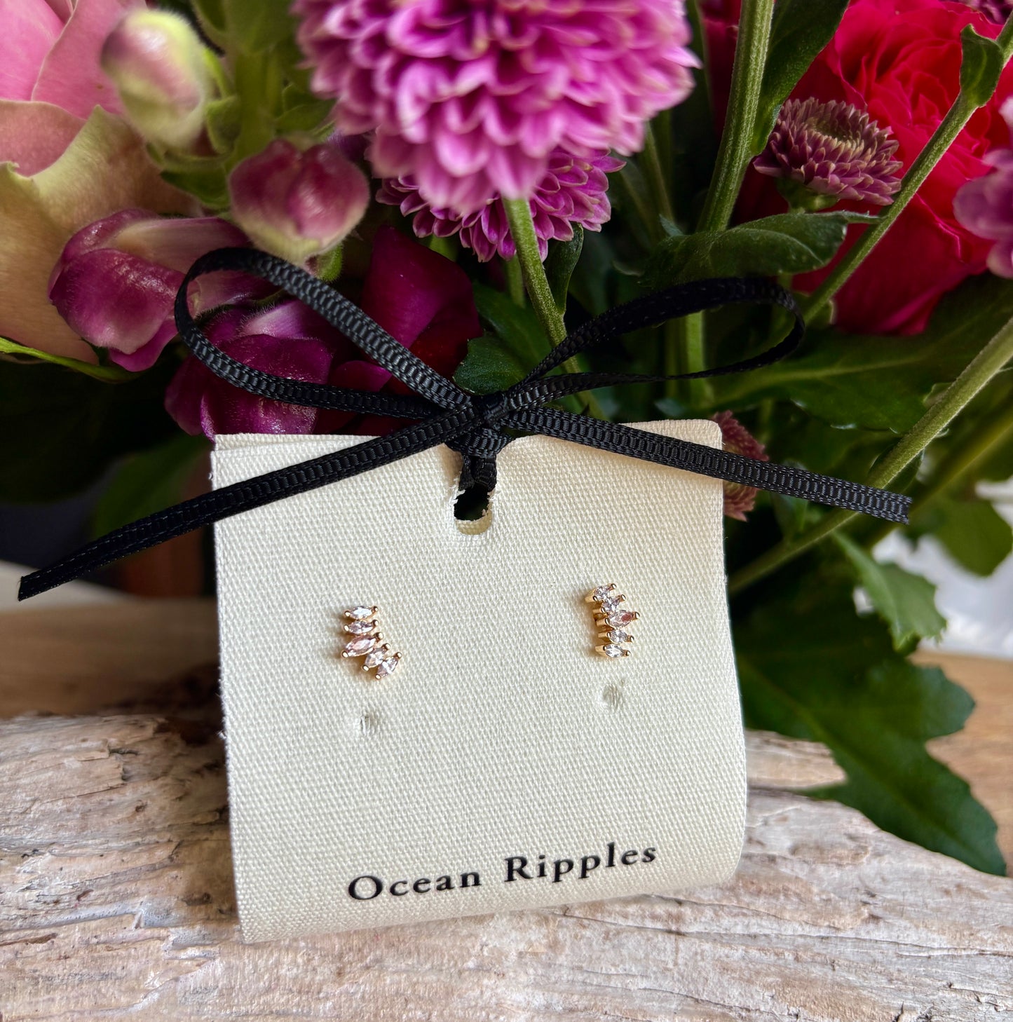 14ct Gold Plated Cubic Zirconia Climber Earrings