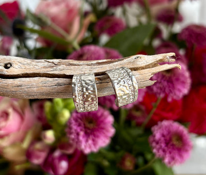 18ct Gold Plated Cubic Zirconia Hammered Earrings - Available in Silver