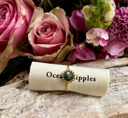 18ct Gold Plated Natural Stone Flower Ring