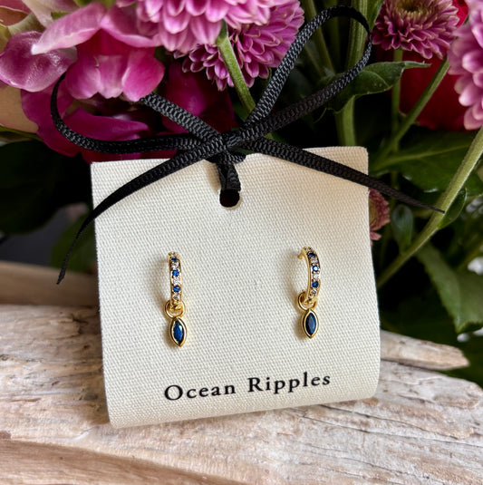 18ct Gold Plated Cubic Zirconia Drop Huggie Earrings
