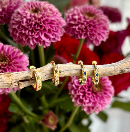 18ct Gold Plated Cubic Zirconia Drop Huggie Earrings