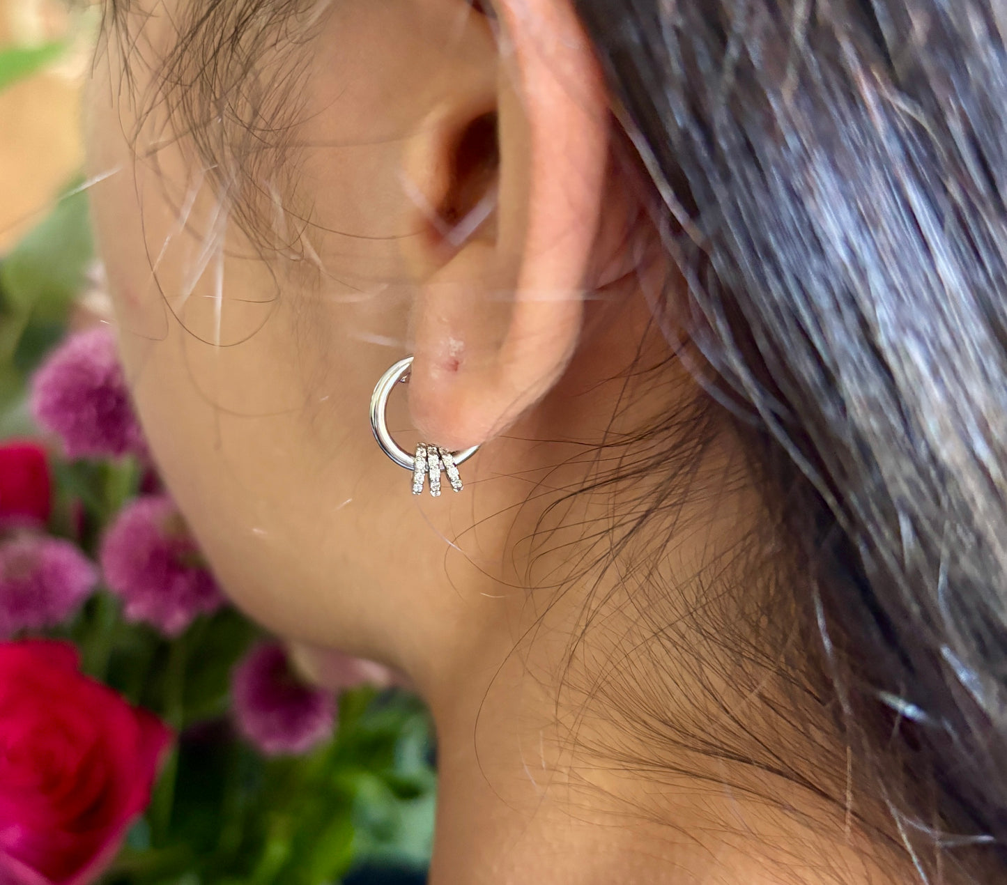 925 Sterling Silver Cubic Zirconia Huggie Earrings