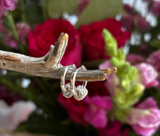925 Sterling Silver Cubic Zirconia Huggie Earrings