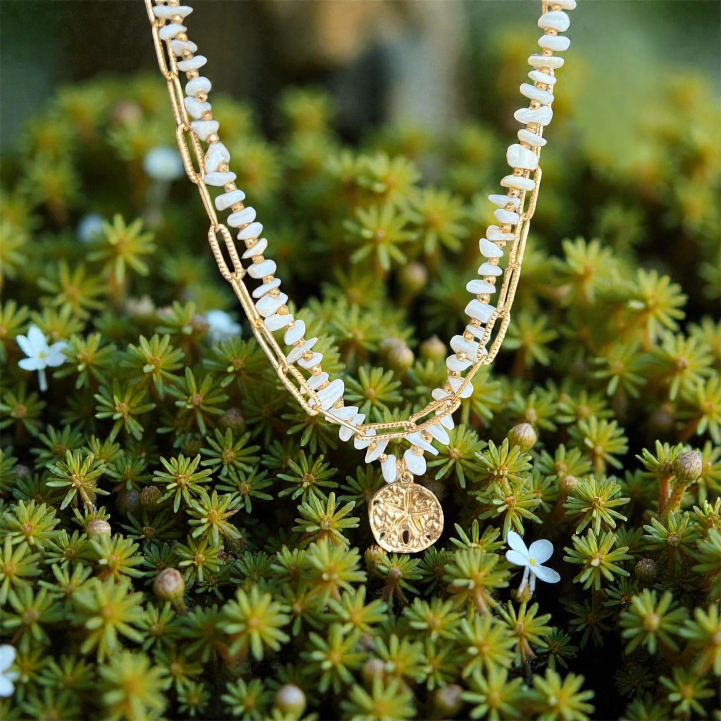 18ct Gold Plated Double Chain Shell Necklace